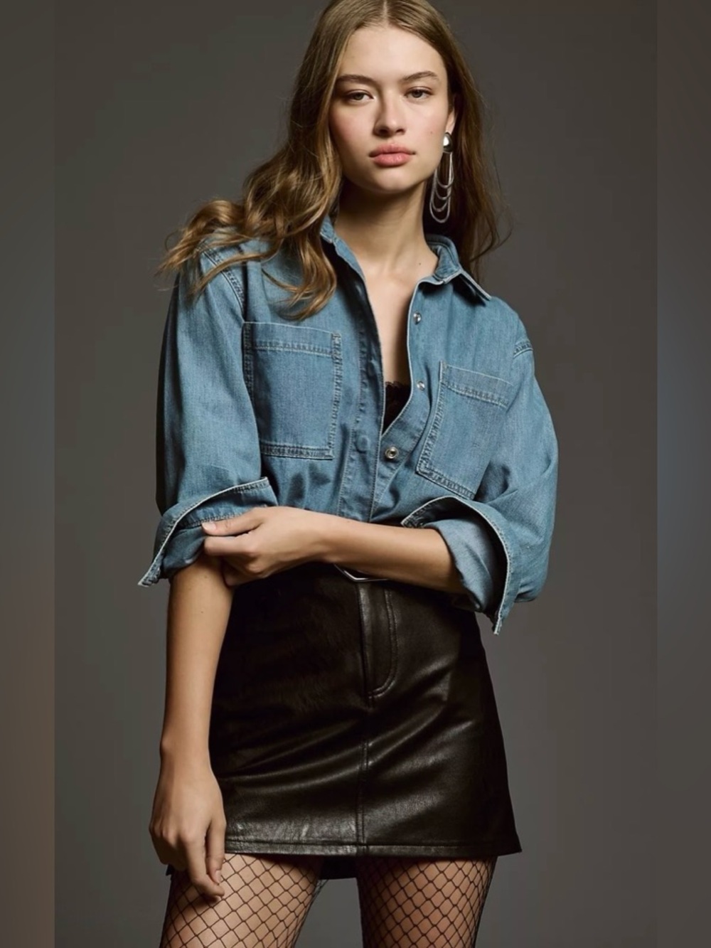 Pilcro Light Blue Denim Button-Front Shirt